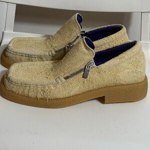 Burberry Tan Loafers with Zipper Accent